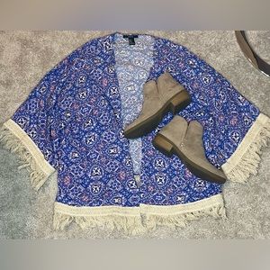 F21 Boho fringe cover up size medium